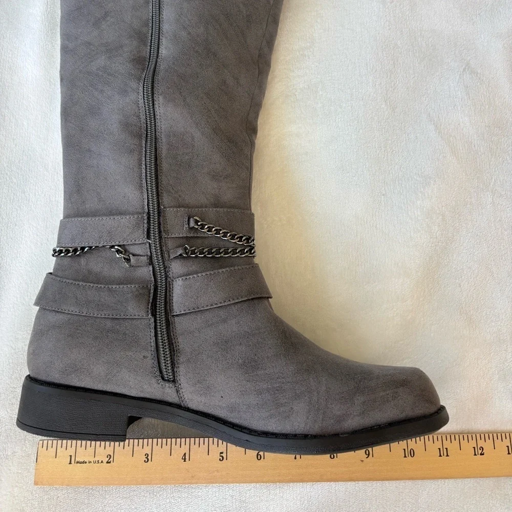 JustFab Over the Knee Gray Boots Size 9,5 Faux Suede